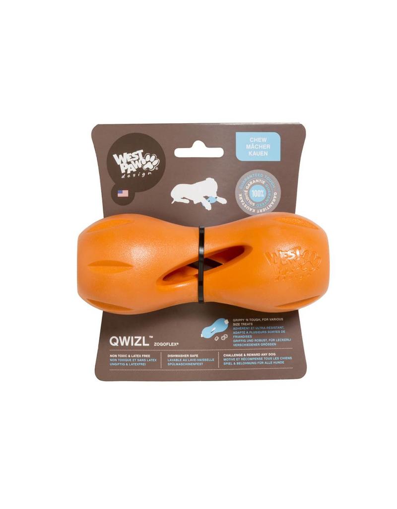 WEST PAW Qwizl Tough Treat Dispensing Dog Chew Toy, Tangerine