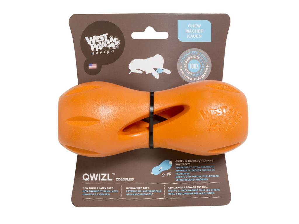 West Paw Zogoflex Qwizl Dog Toy Tangerine New