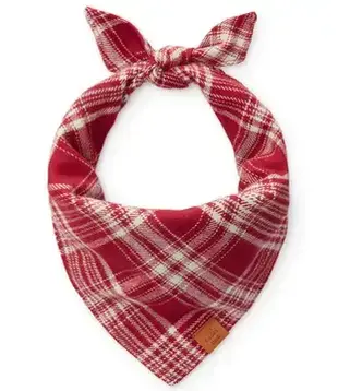 The Foggy Dog Marsala Plaid Flannel Holiday Dog Bandana | Medium