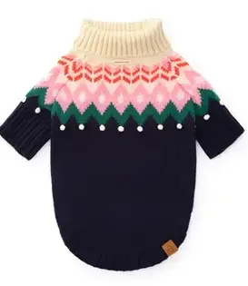 The Foggy Dog Fair Isle Bobble Holiday Dog Sweater XS