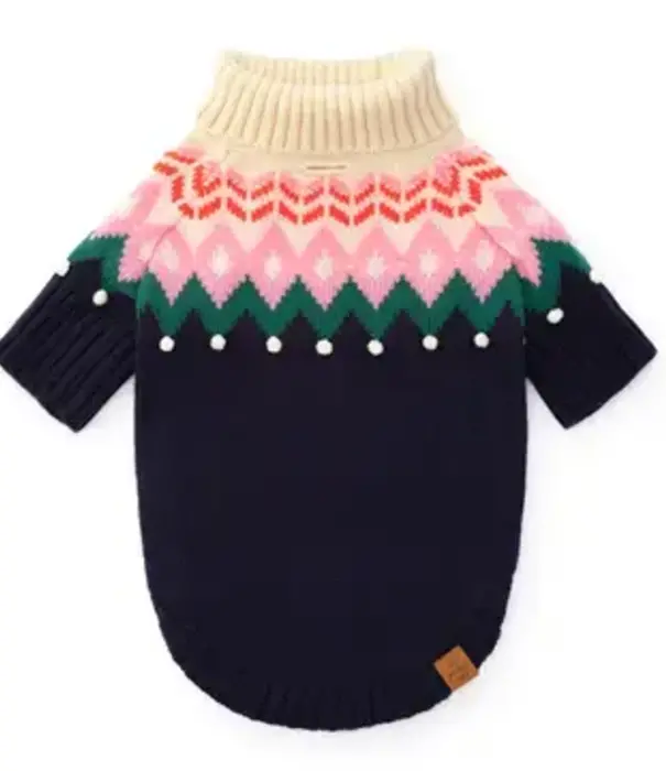 The Foggy Dog The Foggy Dog Fair Isle Bobble Holiday Dog Sweater M