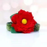 Mimi Green Joy Holiday Dog Collar Red Flower