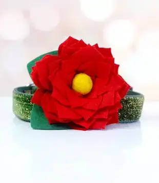 Mimi Green Joy Holiday Dog Collar Red Flower