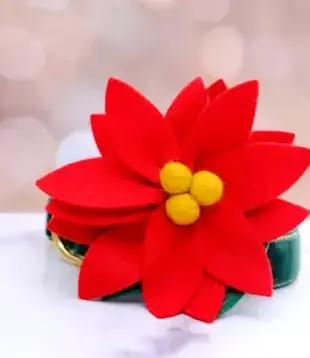Mimi Green Poinsettia Holiday Dog Collar Red Flower