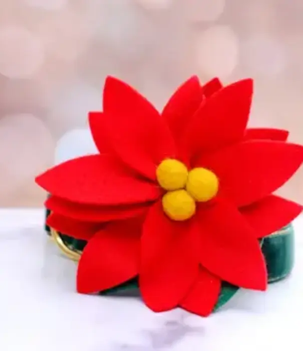 MIMI GREEN Mimi Green Poinsettia Holiday Dog Collar Red Flower