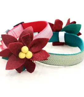 Mimi Green Poinsettia Holiday Dog Collar Sienna Flower