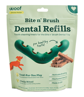 Woof Bite N Brush Dental Refills 18 Pack Chicken Recipe