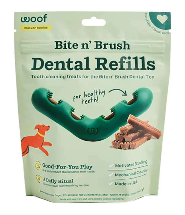 WOOF Woof Bite N Brush Dental Refills 18 Pack Chicken Recipe