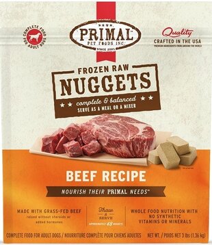 Primal Frozen Raw Dog Beef Nuggets 3 lb