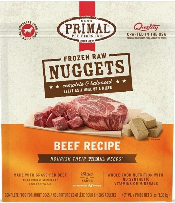 Primal Frozen Raw Dog Beef Nuggets 3 lb