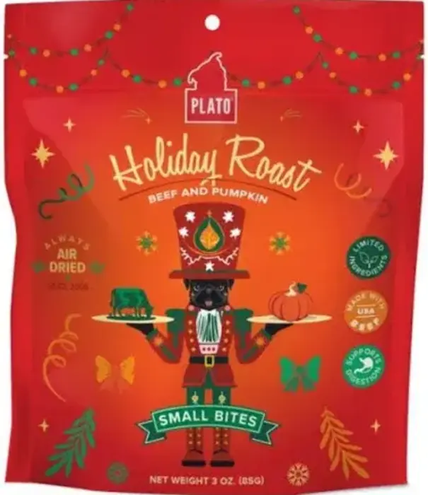 Plato Pet Treats Plato Dog Holiday Roast Small Bites Beef & Pumpkin 3oz