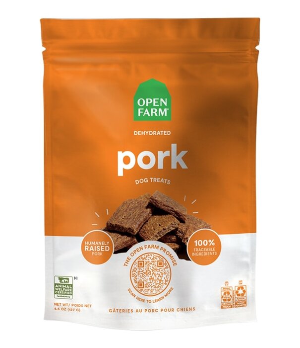 Open Farm Dog Treat Dehydrated Pork 4.5 Oz