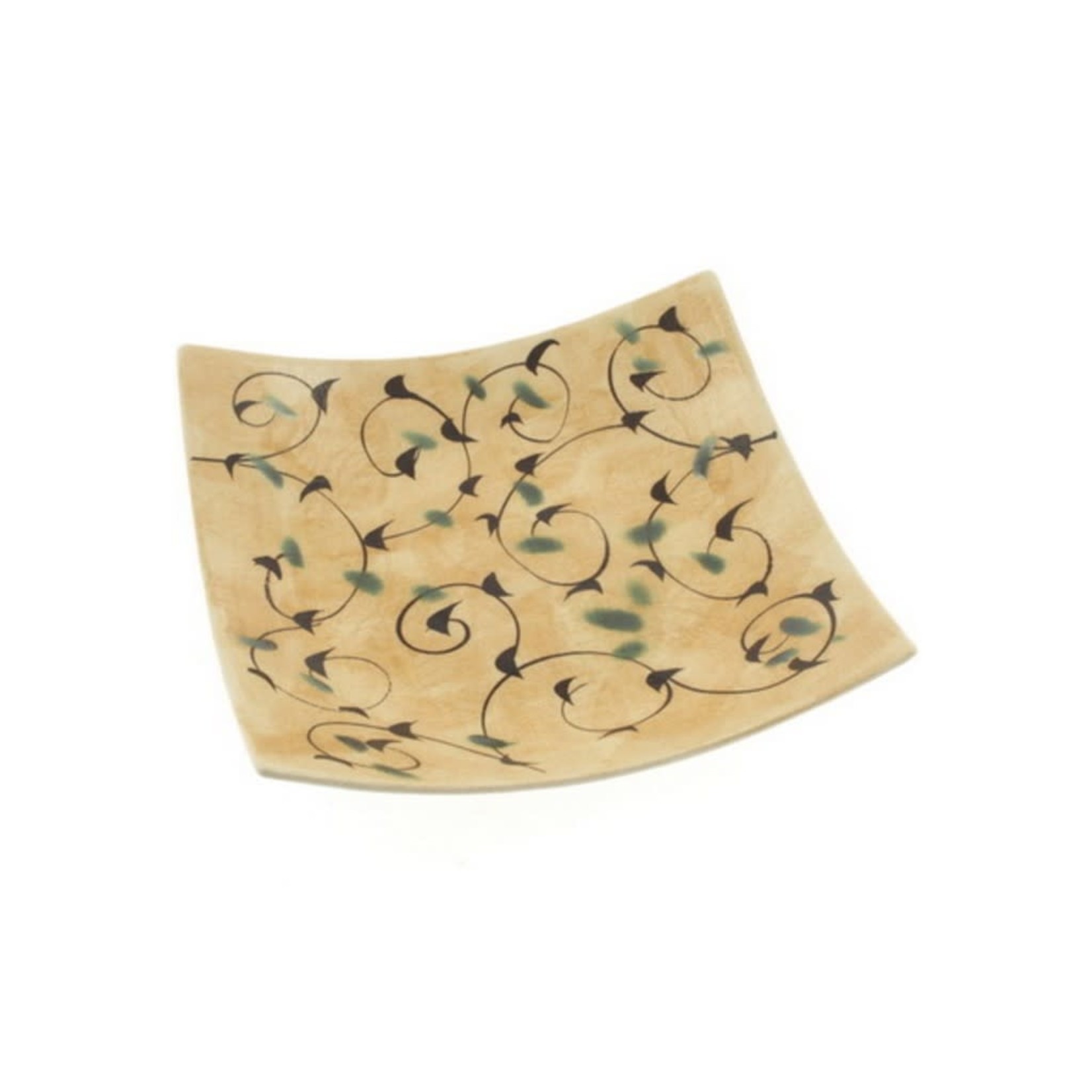 Kotobuki Trading Co. Inc Plate Square Gold/Taupe Arabesque