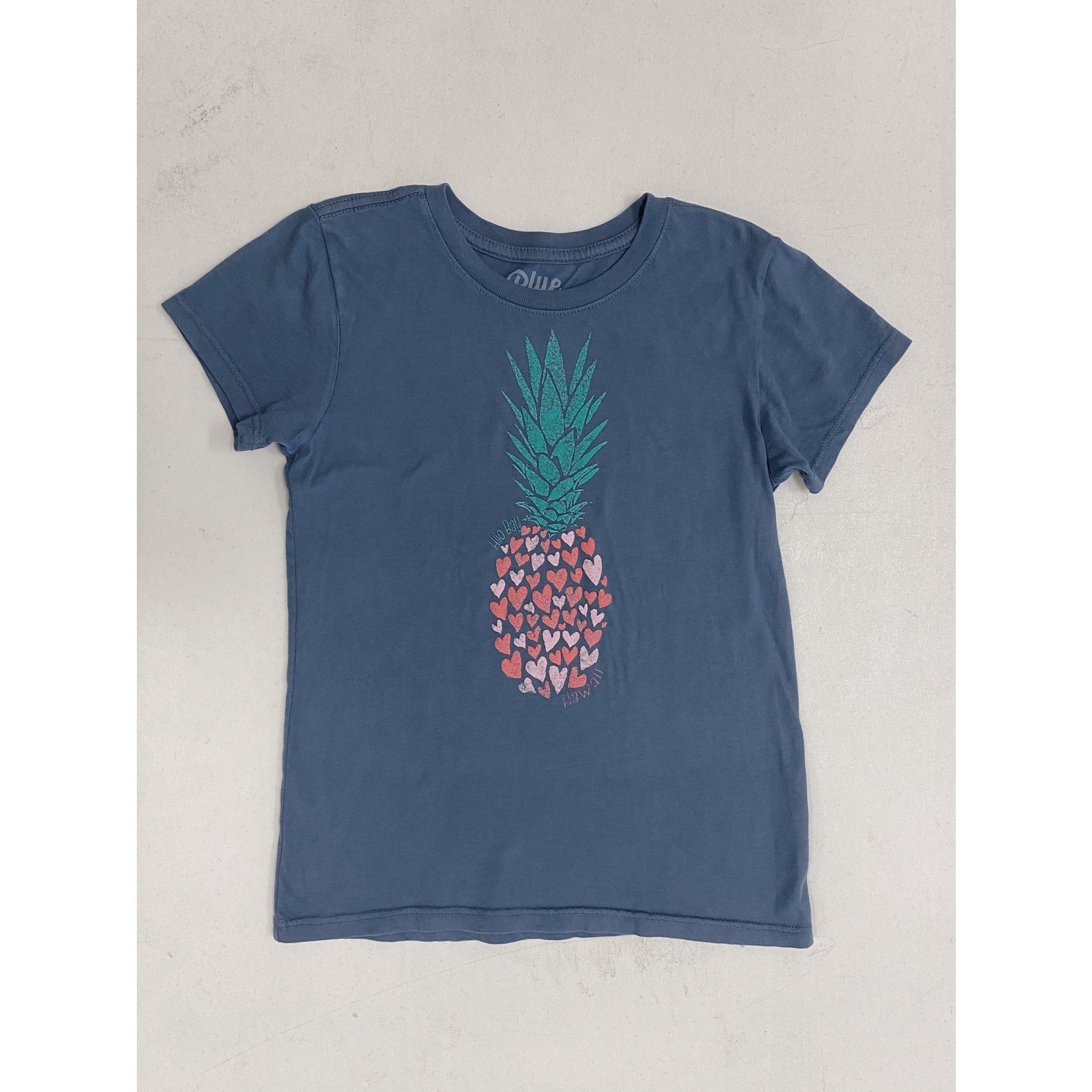 LUCKY BRAND Official Women's Blue Pineapple Graphic T-Shirt Top