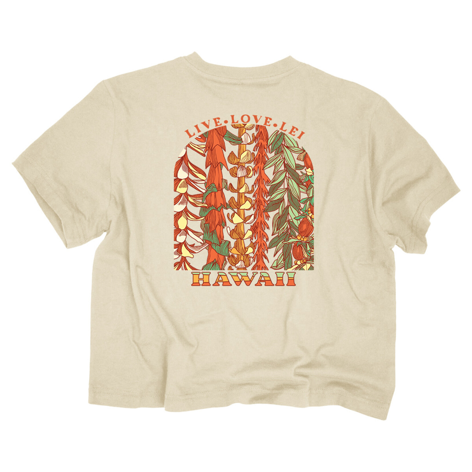 The Duck Company Hawaiian Leis Enzyme Wash Cropped S/S Tee