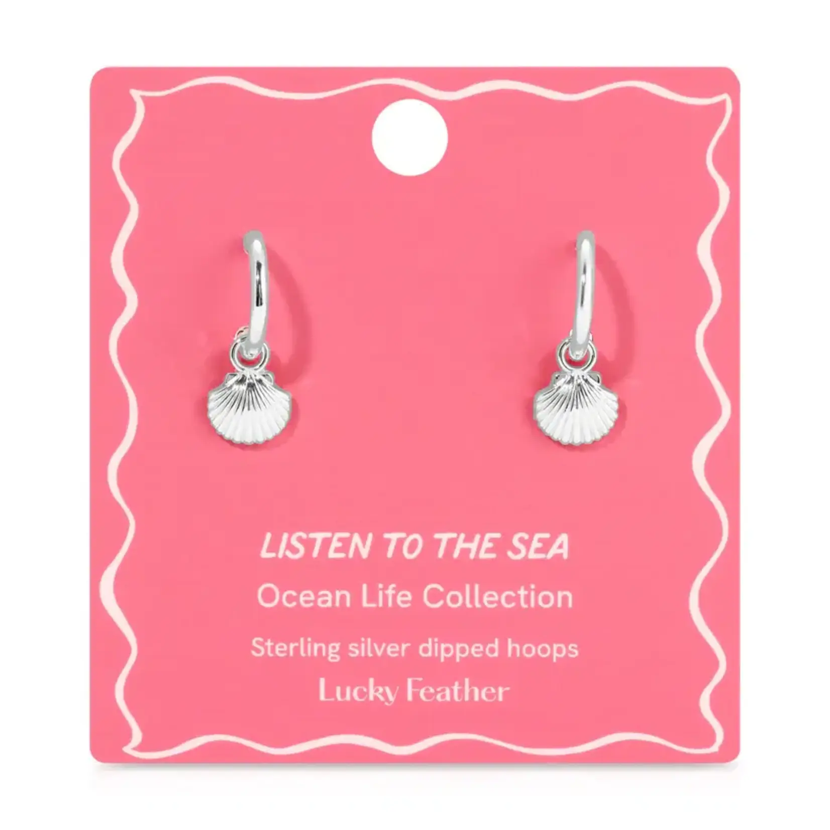 Lucky Feather Ocean Life - Silver Earrings -