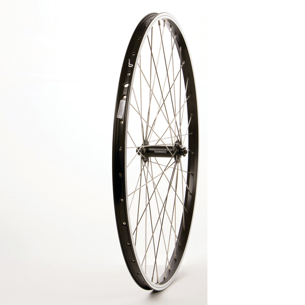 WHEEL SHOP *Wheel Shp, Frnt 26" Wheel, 36H Black Ally Duble Wall Alex DM-18/ Black Shiman HB-RM70 QR Hub, Stainless Spkes