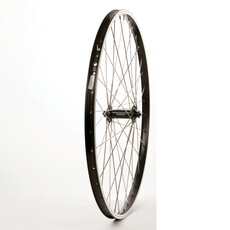 WHEEL SHOP *Wheel Shp, Frnt 26" Wheel, 36H Black Ally Duble Wall Alex DM-18/ Black Shiman HB-RM70 QR Hub, Stainless Spkes