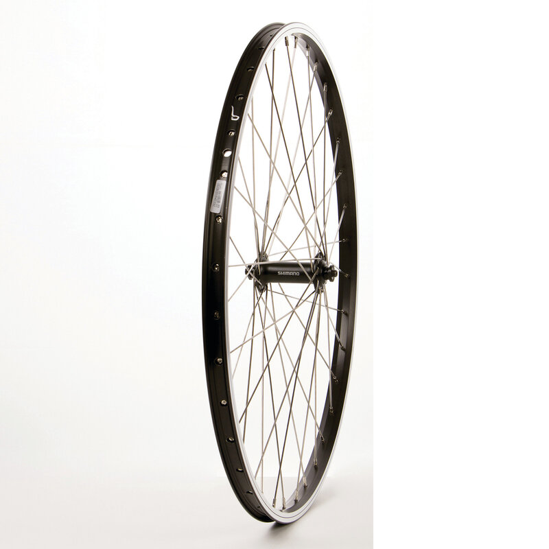 WHEEL SHOP *Wheel Shp, Frnt 26" Wheel, 36H Black Ally Duble Wall Alex DM-18/ Black Shiman HB-RM70 QR Hub, Stainless Spkes
