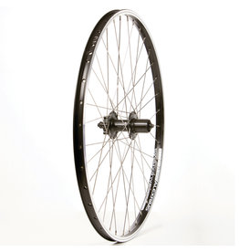 WHEEL SHOP *Wheel Shp, Rear 26" Wheel, 36H Black Ally Duble Wall Alex DM-18/ Black Shiman FH-M475 QR 8-10spd 6 Blt Disc Hub, Stainless Spkes