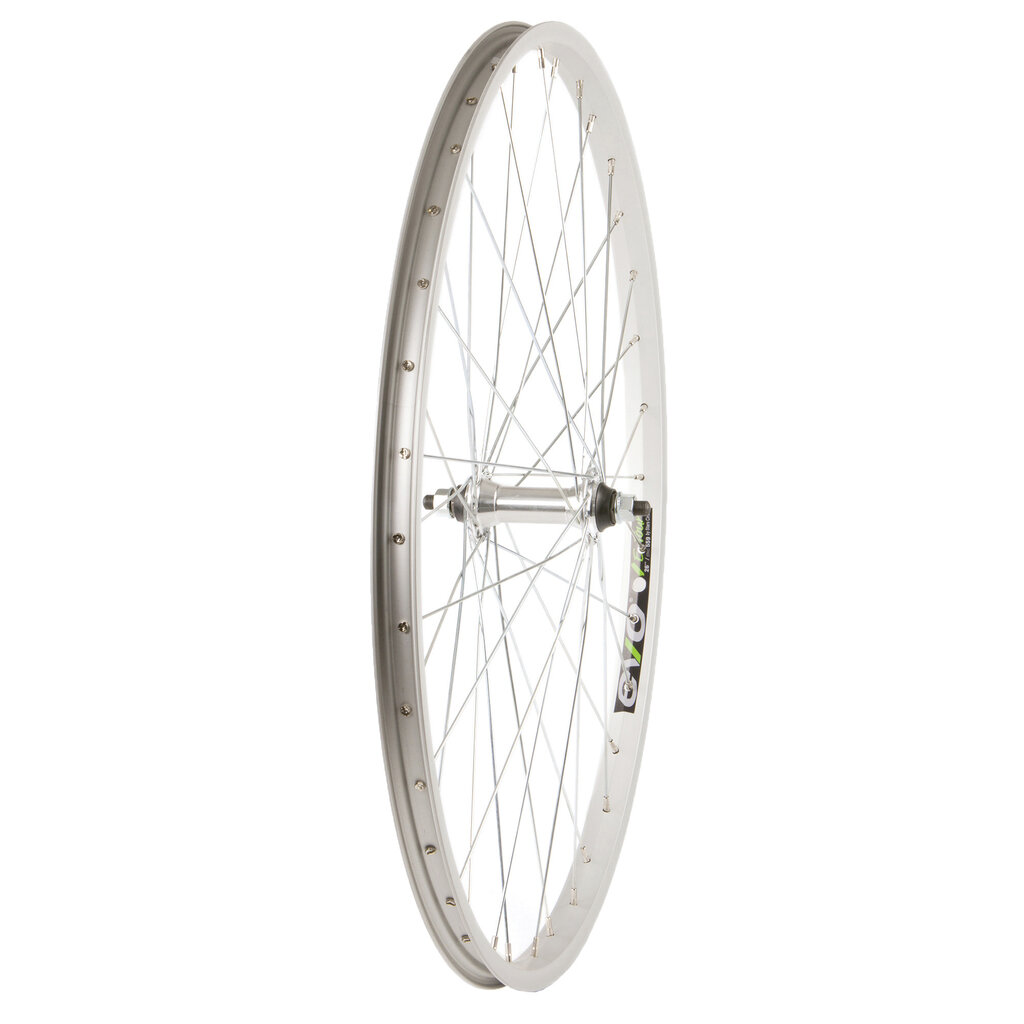 WHEEL SHOP Wheel Shp, Frnt 26" Wheel, 36H Silver Ally Single Wall Ev E Tur 20/ Silver Frmula FM-21 Nutted Axle Hub, Steel Spkes