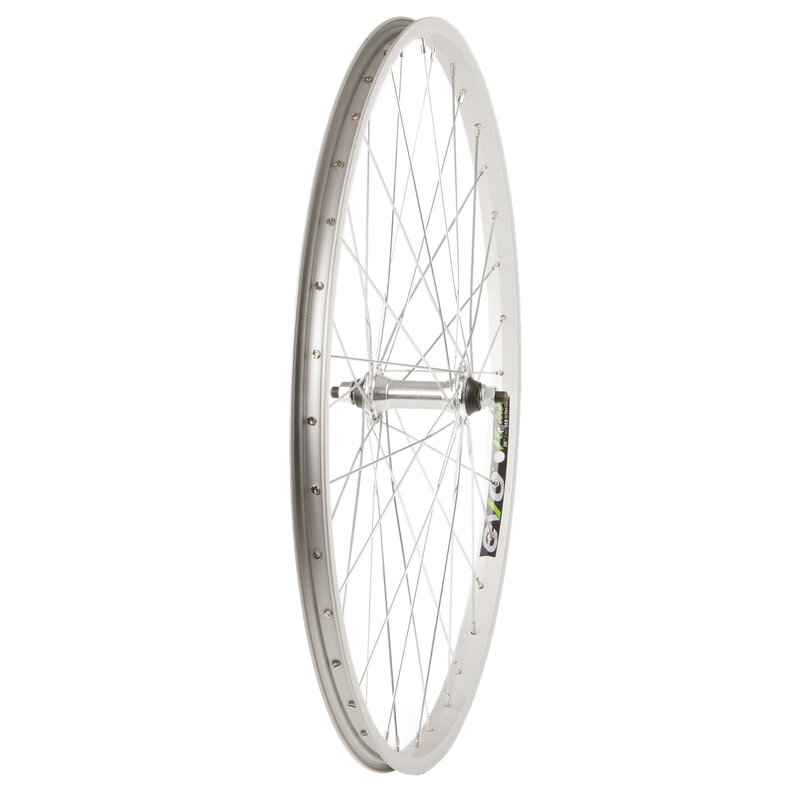 WHEEL SHOP Wheel Shp, Frnt 26" Wheel, 36H Silver Ally Single Wall Ev E Tur 20/ Silver Frmula FM-21 Nutted Axle Hub, Steel Spkes