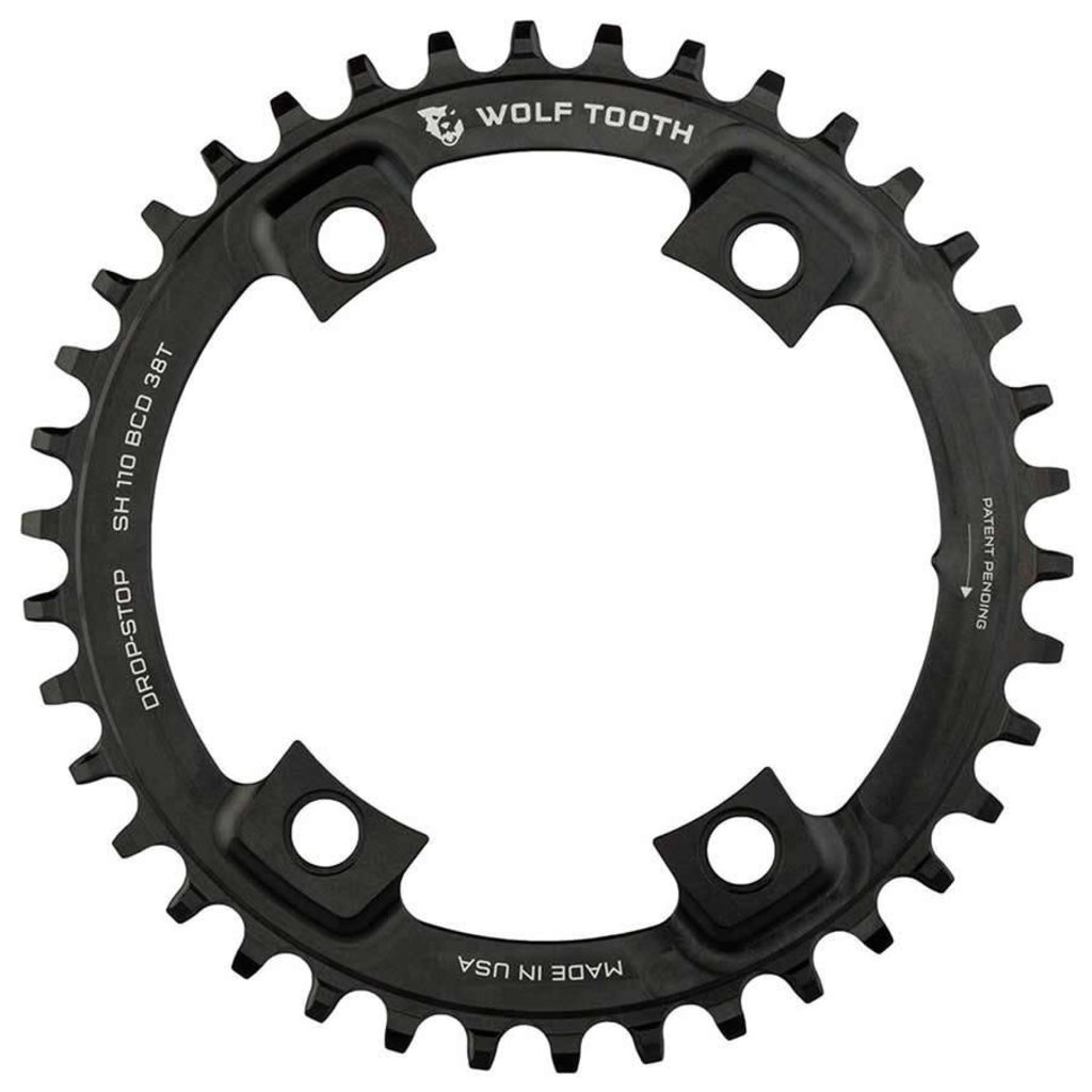 Wolf Tooth components Wlf Tth, Drp Stp fr Shiman 4x110mm, 42T, 9-11sp., BCD: 110mm, 4 Blt, uter Chainring, Aluminium, Black