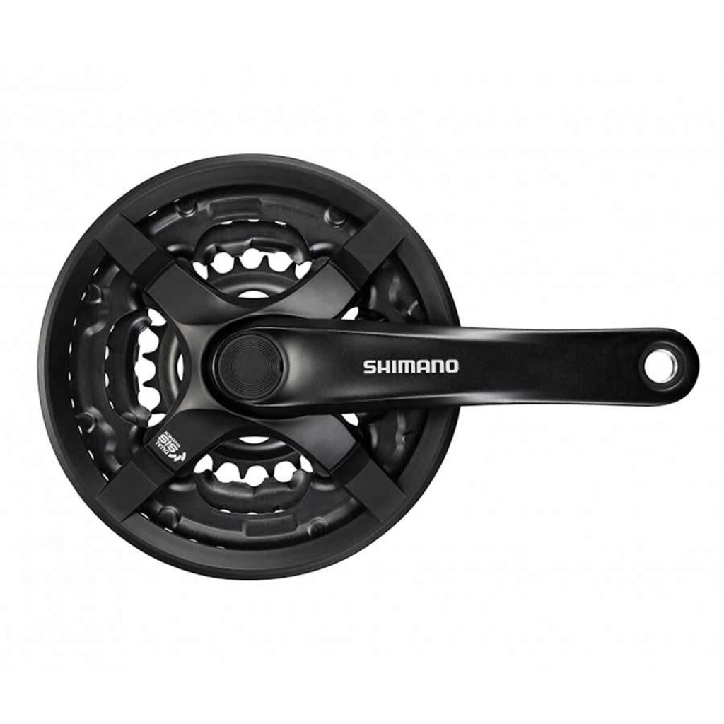 Shimano Shiman, FC-TY501, Crankset, 6/7/8 sp., 175mm, 28/38/48T w/CG, Riveted, Square, 47.5mm, Black