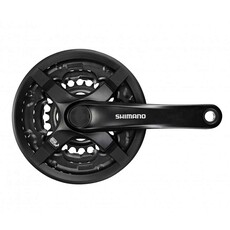 Shimano Shiman, FC-TY501, Crankset, 6/7/8 sp., 175mm, 28/38/48T w/CG, Riveted, Square, 47.5mm, Black