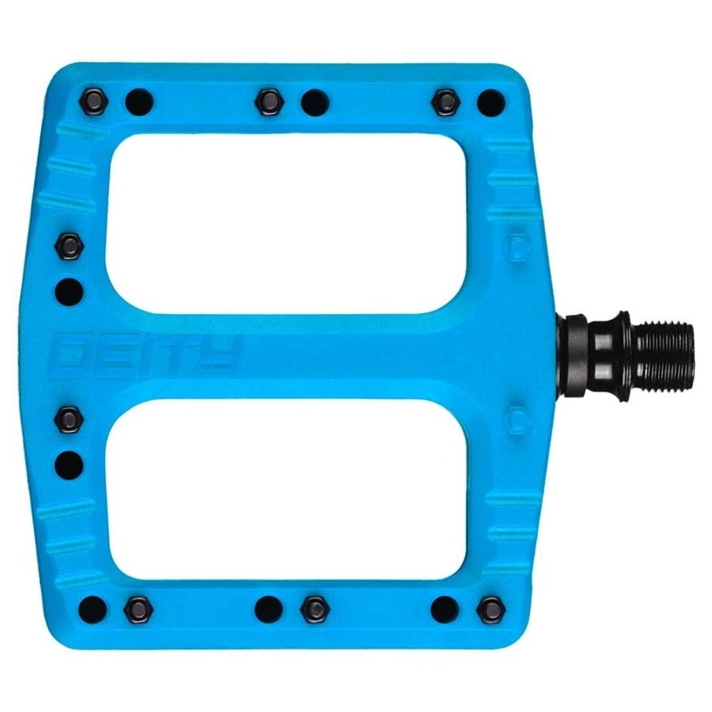 Deity Deity, Deftrap, Platform Pedals, Body: Nylon, Spindle: Cr-Mo, Blue, Pair