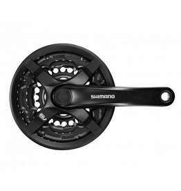 Shimano Shiman, FC-TY501, Crankset, 6/7/8 sp., 170mm, 28/38/48T w/CG, Riveted, Square, 47.5mm, Black