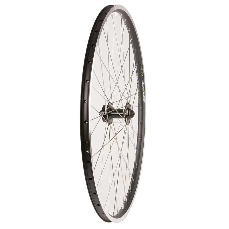 WHEEL SHOP Wheel Shp, Frnt 700C Wheel, 36H Black Ally Duble Wall Ev E Tur 19/ Black Frmula DC-20 QR 6 Blt Disc Hub, Stainless Spkes