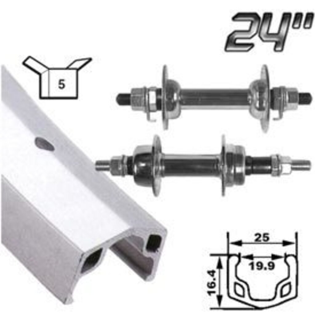 Handbuilt Wheels * Wheel Shp, Rear 24" Wheel, 36H Silver Ally Single Wall Alex C1000/ Silver Jytech JY-434 Nutted Axle FW Hub, Steel Spkes