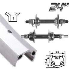 Handbuilt Wheels * Wheel Shp, Rear 24" Wheel, 36H Silver Ally Single Wall Alex C1000/ Silver Jytech JY-434 Nutted Axle FW Hub, Steel Spkes