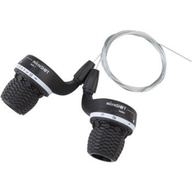 microSHIFT MicroSHIFT MS25 Twist Shifter Set, 7-Speed, Triple, Shimano Compatible