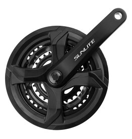 Sunlite Crankset, Sunlite, City, 170x48/38/28 SQ, 7/8sp w Chainguard, Bk