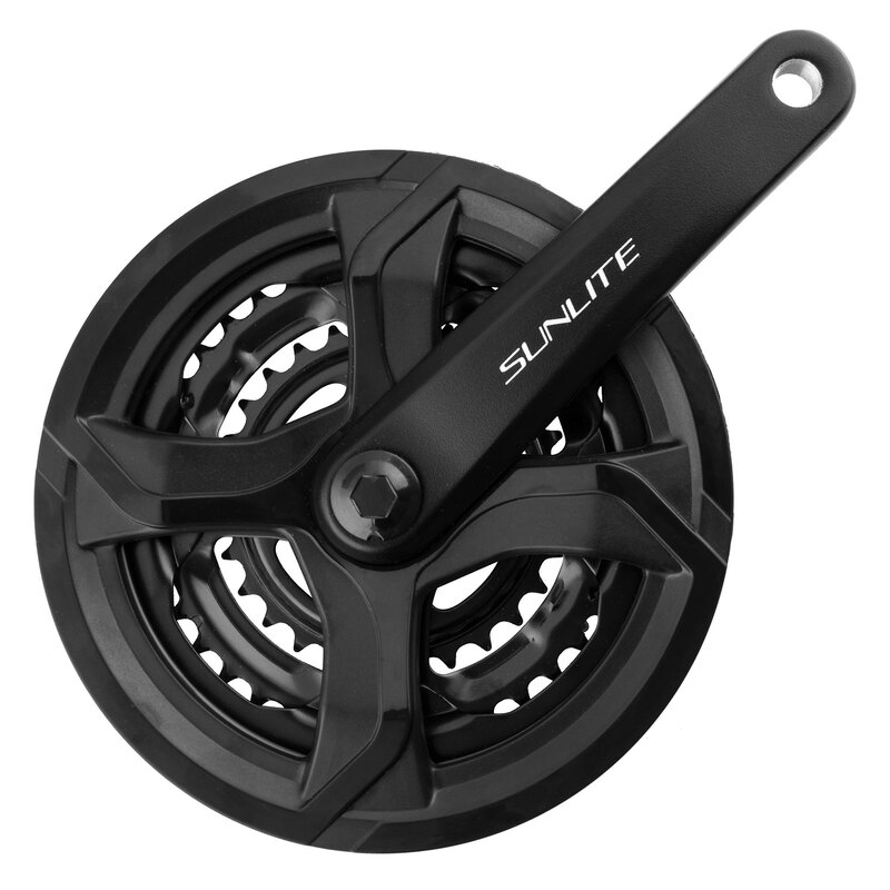 Sunlite Crankset, Sunlite, City, 170x48/38/28 SQ, 7/8sp w Chainguard, Bk