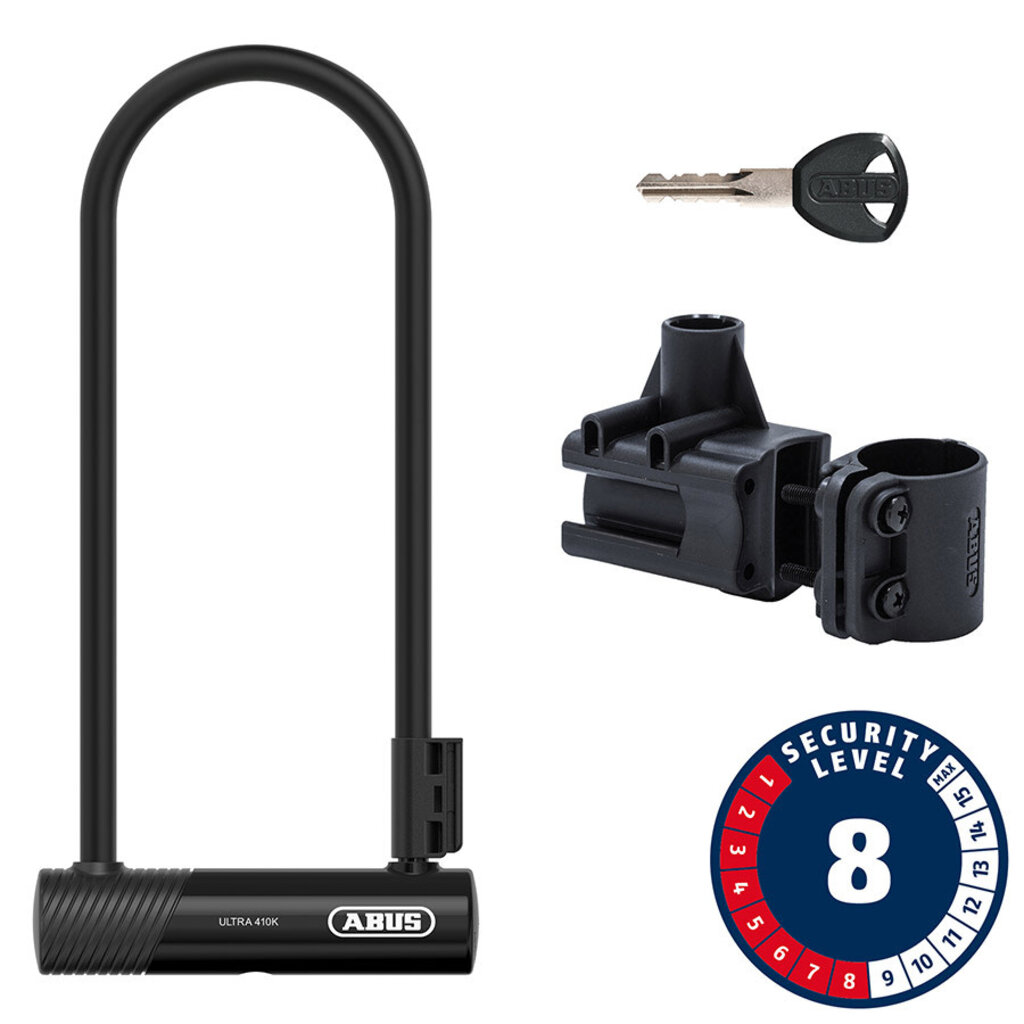 Abus Abus, Ultra 410K, U-Lock, Key, 12mm, 170x300mm, 6.7''x11.8'', SH34, Black