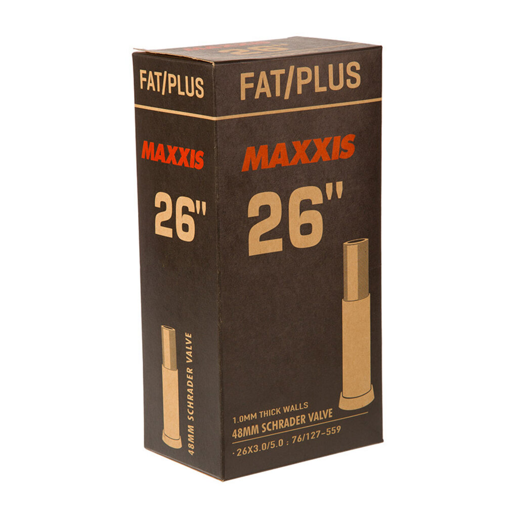 Maxxis Maxxis, Fat, Tube, 0.8mm, Schrader, Length: 48mm, 26'', 3.00-5.00