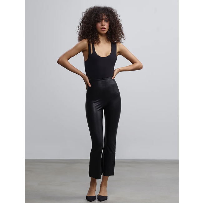 Faux Leather Cropped Flare