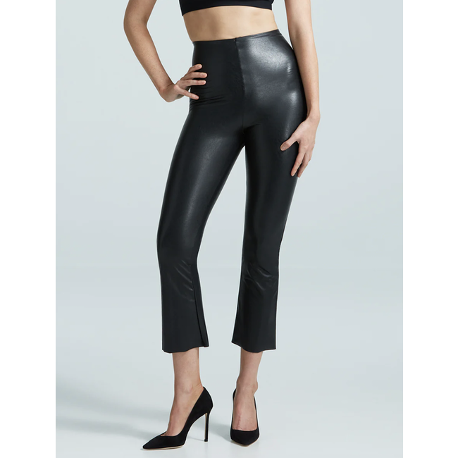 Faux Leather Cropped Flare
