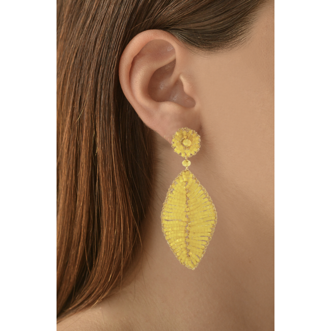 Lavish Lavish White Leaf Crochet Earring