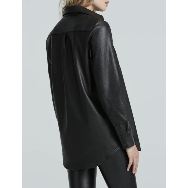 Lightweight Faux Leather Oversized Button Down