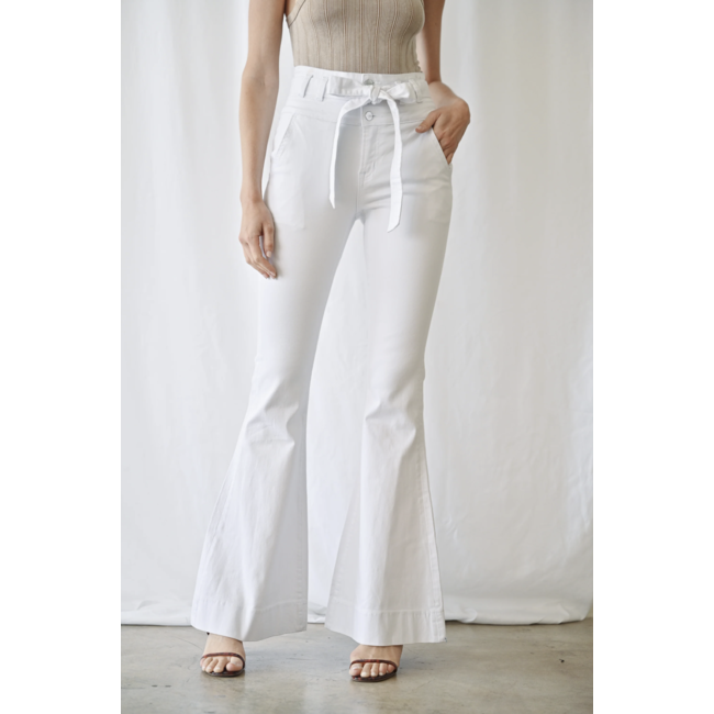 High Waist Belted Flare Jean