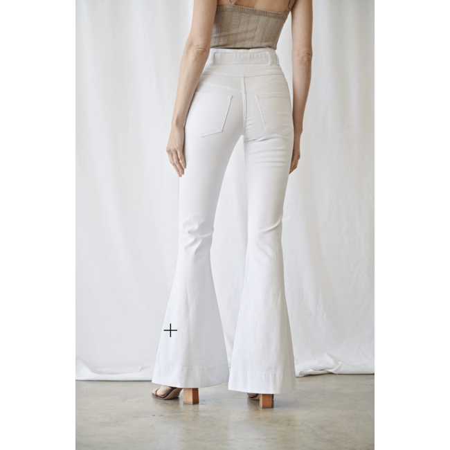 High Waist Belted Flare Jean