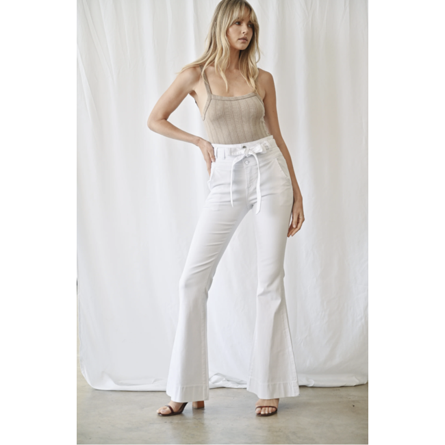 High Waist Belted Flare Jean