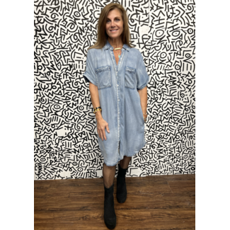 SeeSaw Private Label Short Sleeve Front Button Down Dress