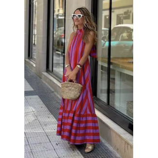 Revella the Label Halter Printed Maxi Dress