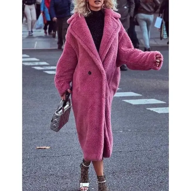 Faux Fur Coat Long Trench