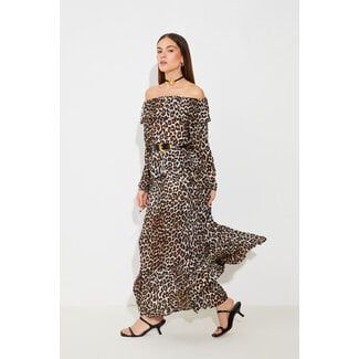 SUNCOO Long Leopard Print Skirt